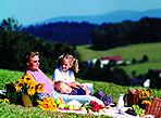 Picknick auf den hohen Bergen im Bayerischen Wald